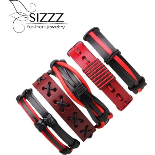 SIZZZ 19.5CM Long New simple fashion hand-woven bracelet variety of combination bracelet&bangles for men