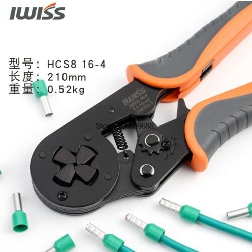 IWISS Crimper Plier HSC8 16-4 Adjustable Crimping Tools for 6.0-16.0mm2 (AWG10-5) Cable End-sleeves Wire VE Terminal Connectors