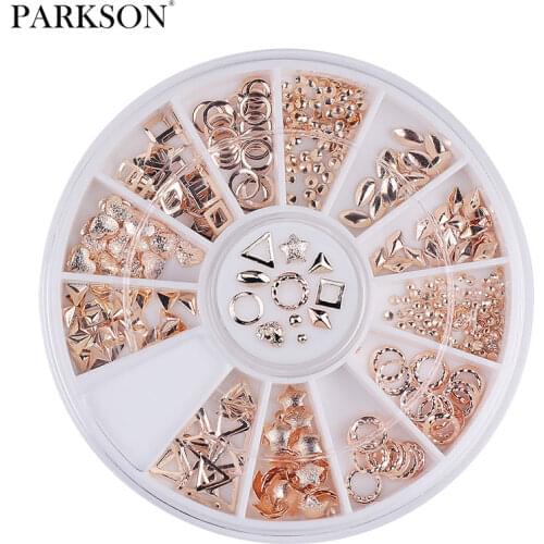 Parkson Nail Rhinestones In Wheel Nail Beads Studs Glitters 3D New Nail Decoration Manicure Tools Colorful Metallic Slice Flake