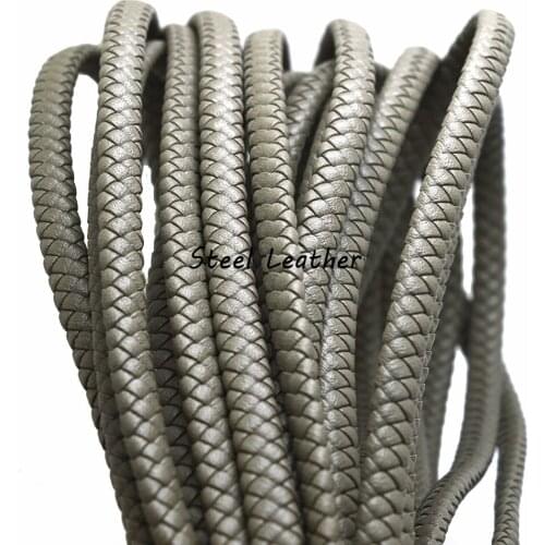 5m/lot Approx 7*4mm gray Braided Leather Cord Leather Jewelry Cord Jewelry DIY Making Material Flat Leather Cords for Bracelets