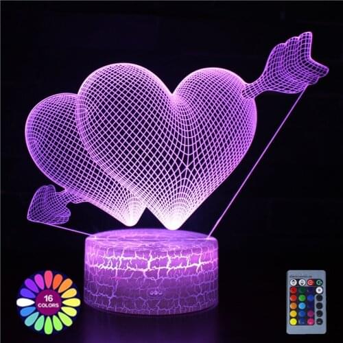 Romantic Love 3D Lamp Heart-Shaped Balloon Acrylic LED Night Light Decorative Table Lamp Valentines Day Birthdays Gift