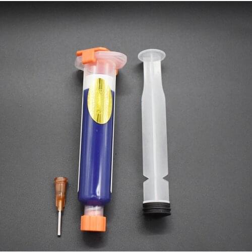 10ML Blue UV Solder Mask 1 Needle & Push PCB BGA PAINT PREVENT CORROSIVE ARCING Soldering Paste Flux Cream Welding Fluxes Oil