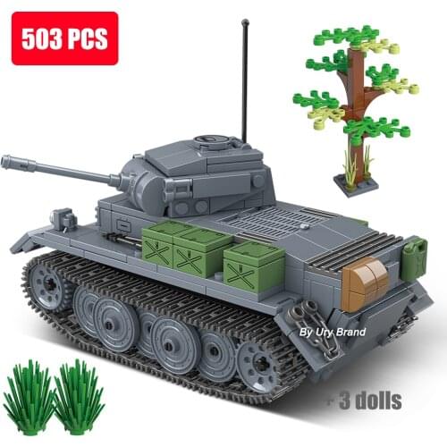 WW2 Military Army Germany Tank Medium Light Type 89 Luchs VK1303 Weapons Chariot Sets Building Blocks Soldiers Kids Toys Gifts