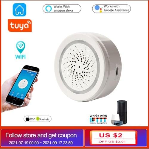 Tuya WiFi Smart Siren Alarm With temperature Humidity Sensor Smart Home Alarm Security System Support Alexa Google Home