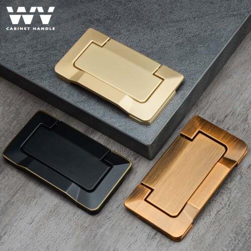 WV Tatami Hidden Door Handles Zinc Alloy Punch-free Pulls Cover Floor Cabinet Handle Gold Black Furniture Handle Hardware 7020