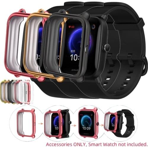 TPU Soft Full Edge Protector PLating Case Shell Frame For Amazfit BIP S/Lite/U/Pro GTS 2 Mini Watch Protective Bumper Cover