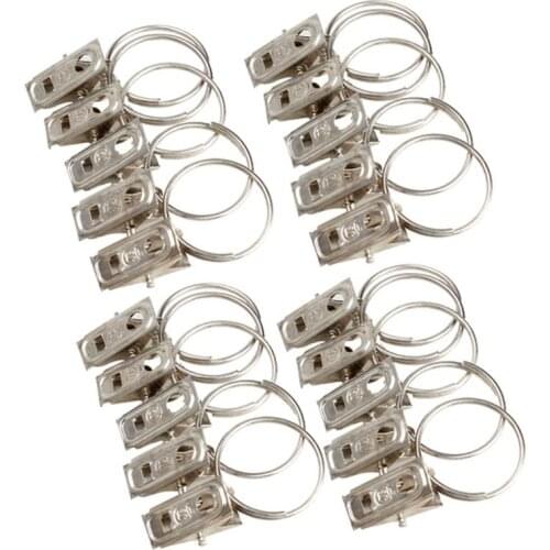 Curtain Buckle Clips 20pcs/pack Stainless Steel Window Shower Curtain Rod Clips Rings Drapery Clips