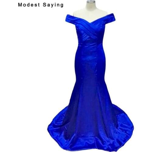 Real Photo Sexy Royal Blue Mermaid Pleated Evening Dresses 2018 New Fashion Formal Women Long Party Prom Gowns vestido de festa