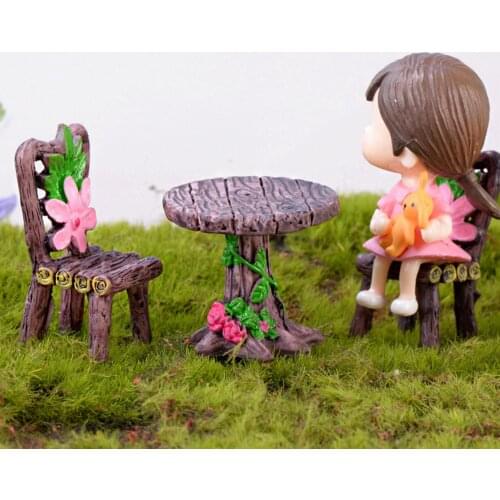 1set Mini Chair Home Decor Miniatures Fairy Garden Ornaments Figurines Toys DIY Aquarium Dollhouse Accessories Decoration
