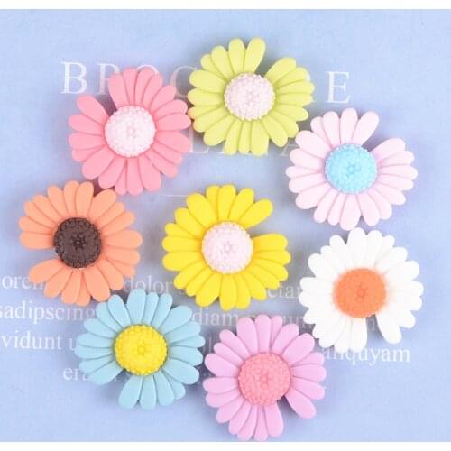 10PCS Cabochon Resin Fashion Daisy Flower Flatback Embellishments Jewelry Making & DIY Decoration Scrapbook Hair Bows Cente