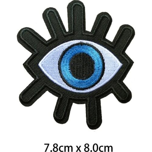20 PCS big blue eye embroidered iron on patch, vest biker fashion jacket backpack fabric patch, teenager cloth accessories DIY