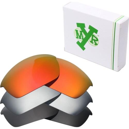 3 Pairs Mryok POLARIZED Replacement Lenses for Oakley Flak Jacket Sunglasses Stealth Black & Fire Red & Silver Titanium