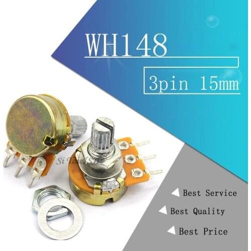 5pcs WH148 B1K B2K B5K B10K B20K B50K B100K B250K B500K B1M 3pin 15mm 1K 2K 5K 10K 20K 50K 100K 250K 500K 1M