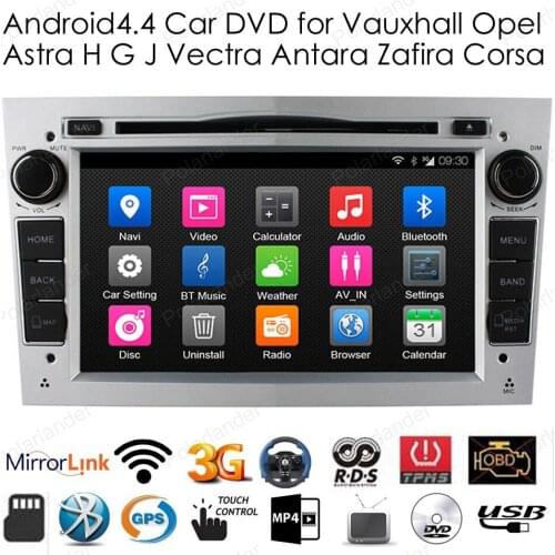 Quad core 2 din Radio android 4.4 Car DVD GPS Stereo for Vauxhall Opel Astra H G J Vectra Antara Zafira Corsa 16G ROM
