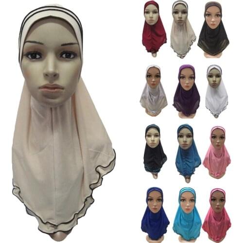 One Piece Amira Hijab Muslim Women Girls Head Scarf Shawl Wrap Hat Cap Cover Ramadan Full Cover Islamic Turban Bandanas Fashion
