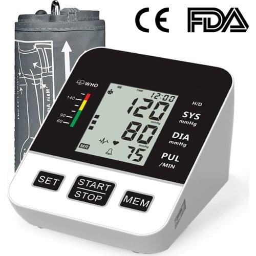 Home Blood Pressure Monitor Automatic Digital LCD Large Cuff Upper Arm Blood Pressure Monitors Medical BP Heart Rate Pulse Meter