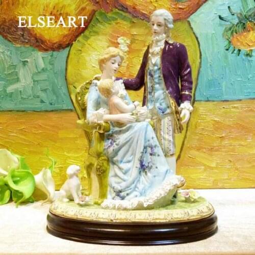 European family with baby character figurine lady people statue ornament for bedroom table decoration