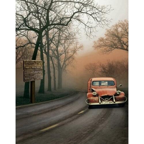 5x7ft Tree Road Car Photography Backdrops Photo Props Studio Background