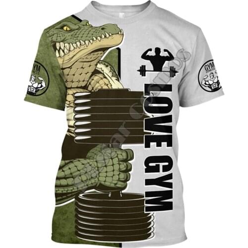 PLstar Cosmos Gym Crocodile 3D Printed t-shirt Harajuku Streetwear T shirts Funny Dog Men For Women Short Sleeve