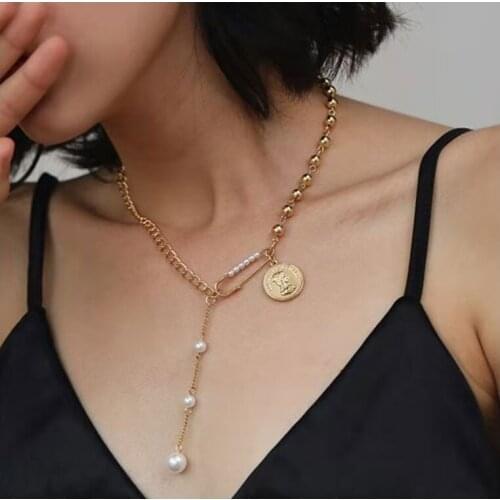 HaHaGirl Fashion Gold Color Coin Pendant Necklace For Women Girl Retro Chain Choker Necklace 2021 New Wedding Jewelry Gift