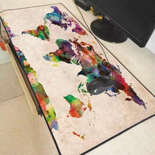 Mairuige Gaming Waterproof Mousepad World Map 900*400mm DIY XL Large Colorful Mouse Pad Gamer with Edge Locking Free Shipping