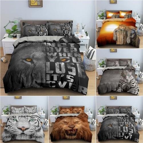 Animal Duvet Cover Set 3D Lion And Tiger Bedding Set Home Textiles Pillowcase Set Queen King Bedclothes Bedroom Decor
