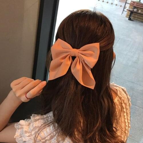 Korea Sweet Pure Color Bow Hairpin Boutique Handmade Hairpin Hairpin Headdress Hair Accessories