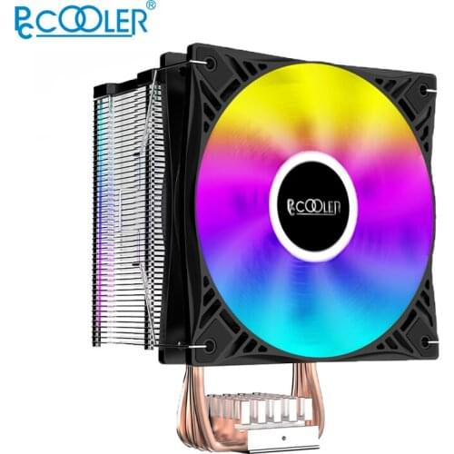PCCooler 4 Heatpipe RGB LED CPU Cooler Radiator PWM Fan 120mm 4Pin CPU Cooling Cooler Fan for LGA115X/1366/2011/2066/AM4