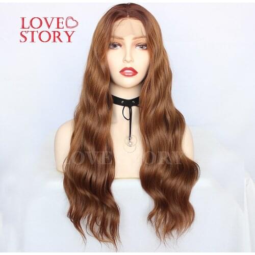 Lovestory Water Wave Synthetic Lace Front Wig Two Tone Ombre Heat Resistant Fiber Lace Front Wigs With Babyhair