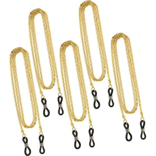 5pcs Metal Eyeglass Neck Cord Chain Reading Glasses Holder Holder 60cm