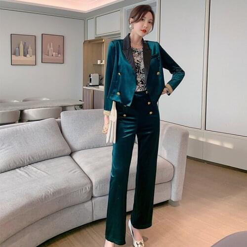 MingJieBiHuo Women's Velvet Trouser Suits