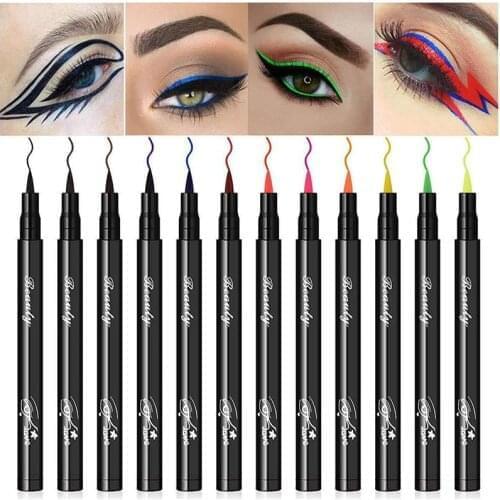 12 Colors Matte Liquid Eyeliners Set Colored Eyeliner Pens Long Lasting Waterproof Smudge-Proof Liquid Eyeliner Pens
