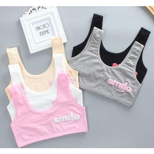 Girls Underwear Cotton Tube Tops Sport Training Bra Breathable Adolescente Kids Elasticity Lingerie Teenage Wide Strap Bras