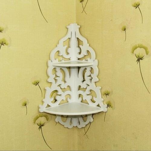 2017 new fashion and hoe sale Vintage Decor Floral White Wood Wall Corner Rack Storage Shelf Corner Rack