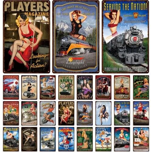 Players Magazine Cover Feeling Metal Sign Decoration Sign Retro Beauty and Car Home Decoration Metal Room Decoration Tin Plate