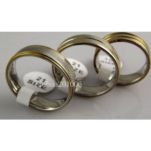 Wholesale 18 Gold Tone Comfort Stainless Steel Rings Quality Band Ring Fashion Jewelry Mixed Order Free Shipping