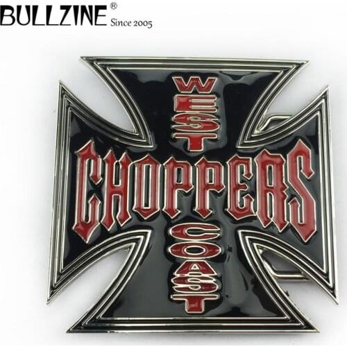 Bullzine wholesale zinc alloy west coast Chopper cross belt buckle silver finish FP-01624 cowboy jeans gift belt buckle