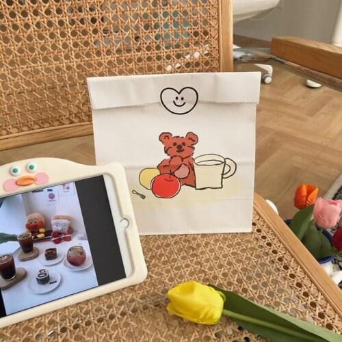 Cartoon Cute Apple Bear Color Printing Gift Bag Bread Bag Party Decoration White Gift Packaging Bag