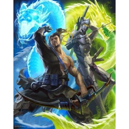 Hot Anime Blizzard Game OW Hanzo Genji Art Film Print Silk Poster Home Wall Decor 24x36inch