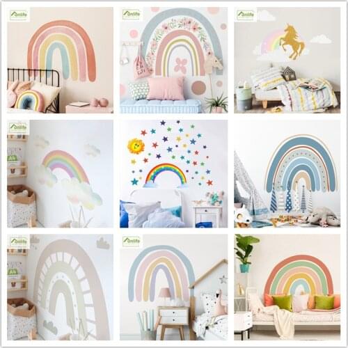 Rainbow Heaven Unicorn Star Large Size Wall Sticker For kIds Room Bedroom DIY Self-adhesive Decal on Wall Home Decoration Mural