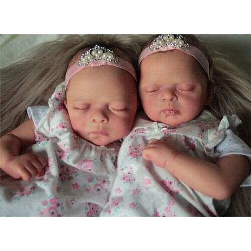 NPK 20Inch Lifelike Reborn Doll Kit Twins Pia & Maditha with Bodies unfinished Doll Parts