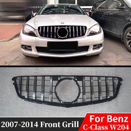 For Mercedes Benz C Class W204 C180 C200 C300 2007 2008 2009 2010 2011 2012 2013 2014 Front Bumper Grill GT GTR Style Grilles