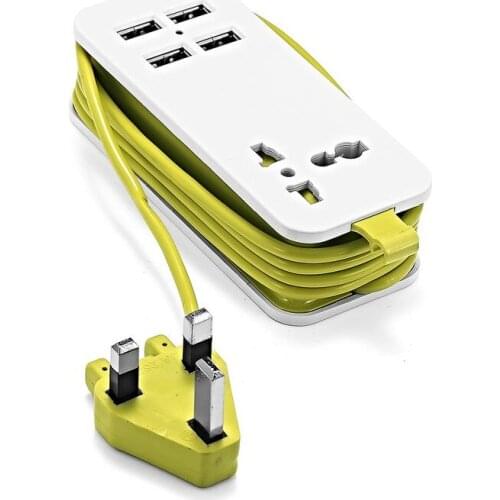 UK Plug 1.5m 5ft Power Extension Socket Outlet Portable Japan Travel Adapter Power Strip With 2 USB Smart Phone Wall Charger