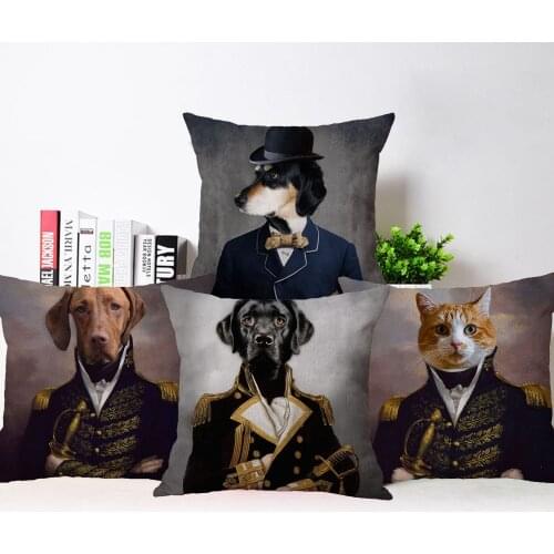 Dog Cosplay Suit Pillowcase Decoration Animals Painting Sofa Cushion Cover 45X45cm Decorative Pillow Case