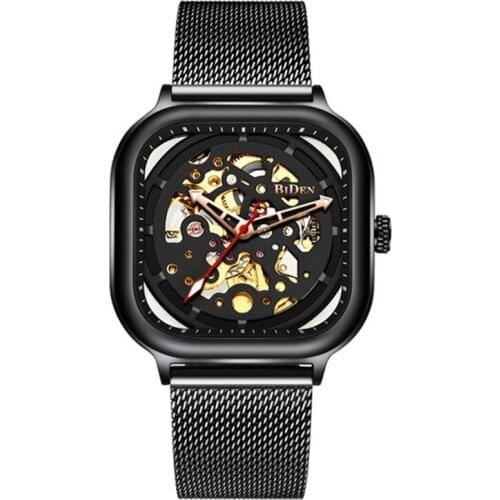Gorben Stainless Steel Band Sport Mechanical Watch Luxury Mens Watch Fashion Wristwatch Skeleton Mechanical Watch