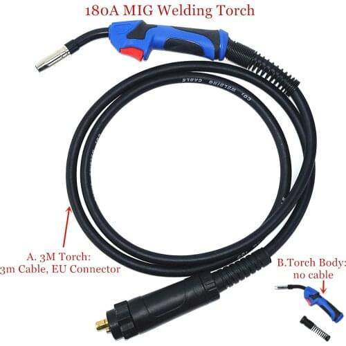 MB 15AK MIG/MAG Welding Torch 180A Welding Torch MIG Welding Gun 3m(10ft) Air-cooled Euro Connector MB 15AK Welding Torch