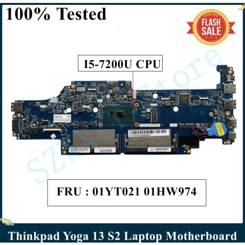 SZWXZY For Lenovo Thinkpad Yoga 13 S2 Laptop Motherboard Core SR342 I5-7200U DA0PS9MB8E0 01YT021 01HW974 DDR4 100% Tested