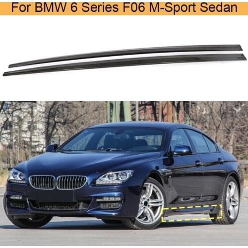 Carbon Fiber Car Side Skirts Extension For BMW 6 Series F06 M-Sport Sedan 4 Door 2012-2017 Door Bumper Side Skirts Gloss Black