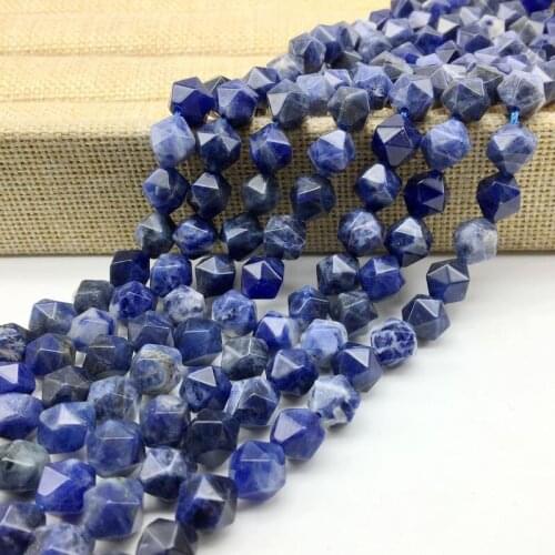 High Quality Natural Blue Sodalite Stone Beads Nugget Spacer Faceted Hand Cut Cube Bicone 6 8 10 mm DIY Jewelry Making Supplies
