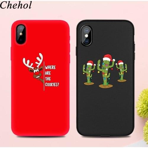 Funny Christmas Deer Phone Case for IPhone 11 Pro 8 7 6s Plus X XS MAX XR Cases Soft Silicone TPU Fitted Back Covers Accessories
